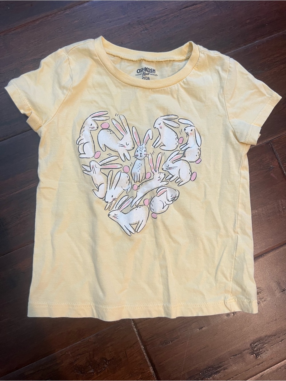 OshKosh B'gosh Pale Yellow Bunny Heart Short Sleeve Tee
